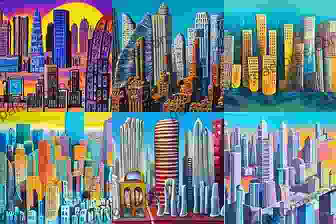 A Captivating Painting By Modern Jens Gustedt Featuring A Surreal Cityscape With Vibrant Colors, Melting Buildings, And Dreamlike Figures. Modern C Jens Gustedt